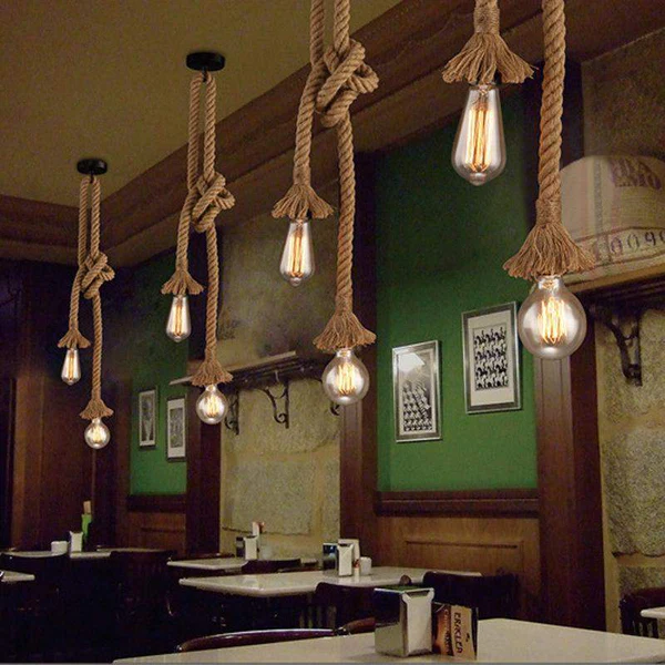 American Retro Cafe 2-Head Rope Pendant Light